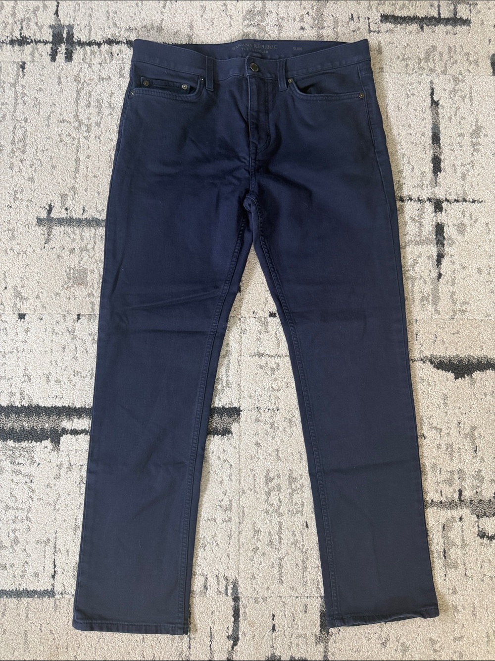 Banana Republic Men's Traveler Straight Pants, Navy, Size 33x30